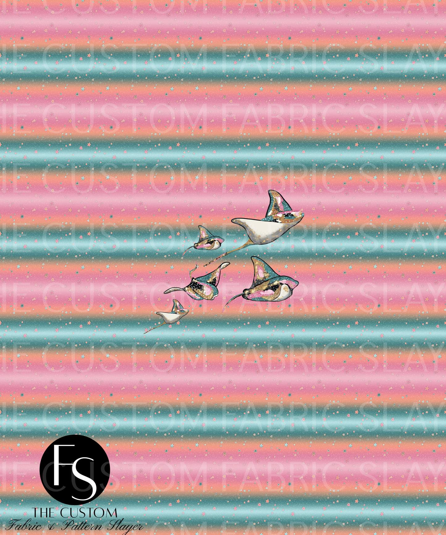 Ombre Floral Stingray B - LYSSDOODLES Panel