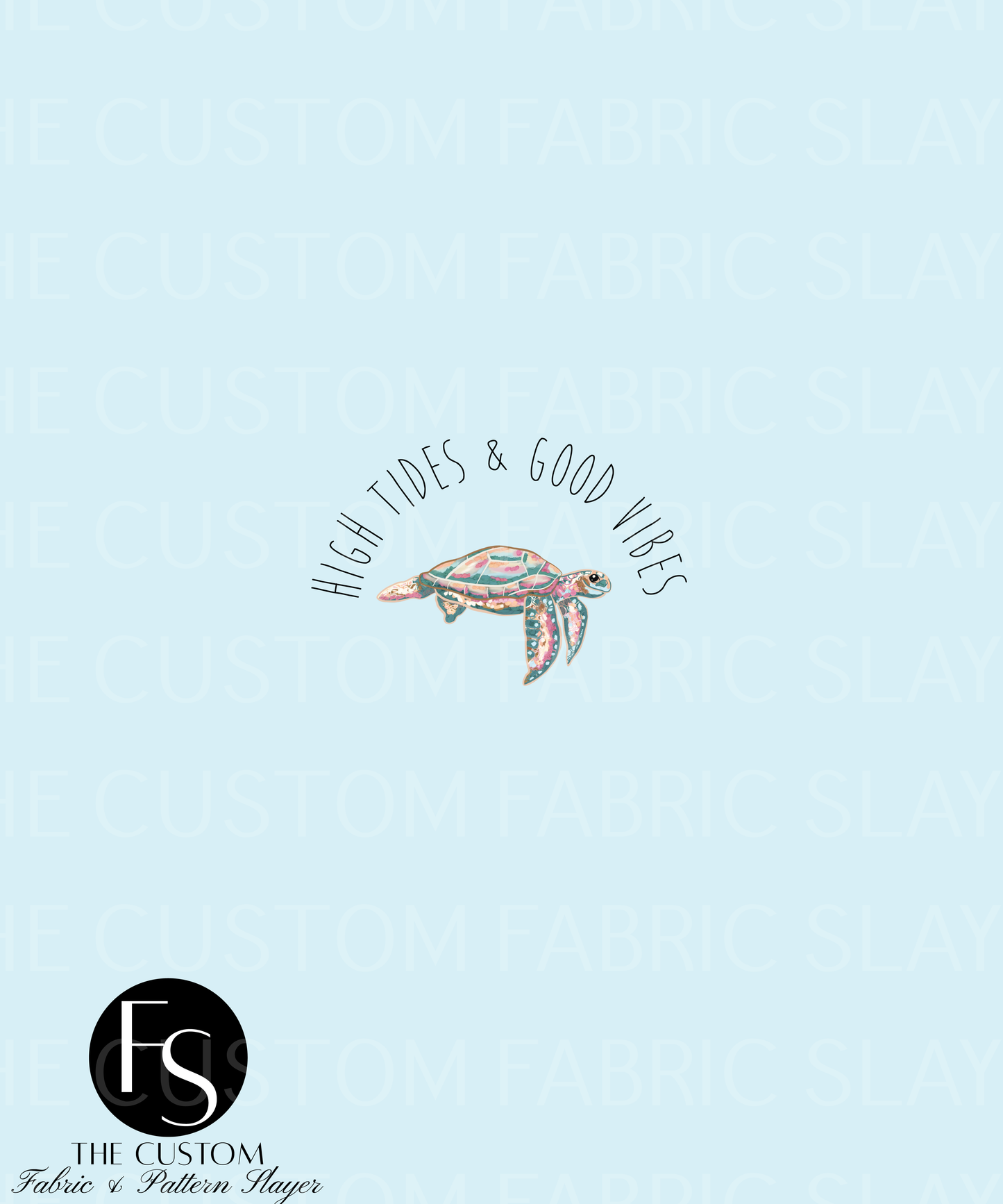 Blue Floral Turtle C - LYSSDOODLES Panel