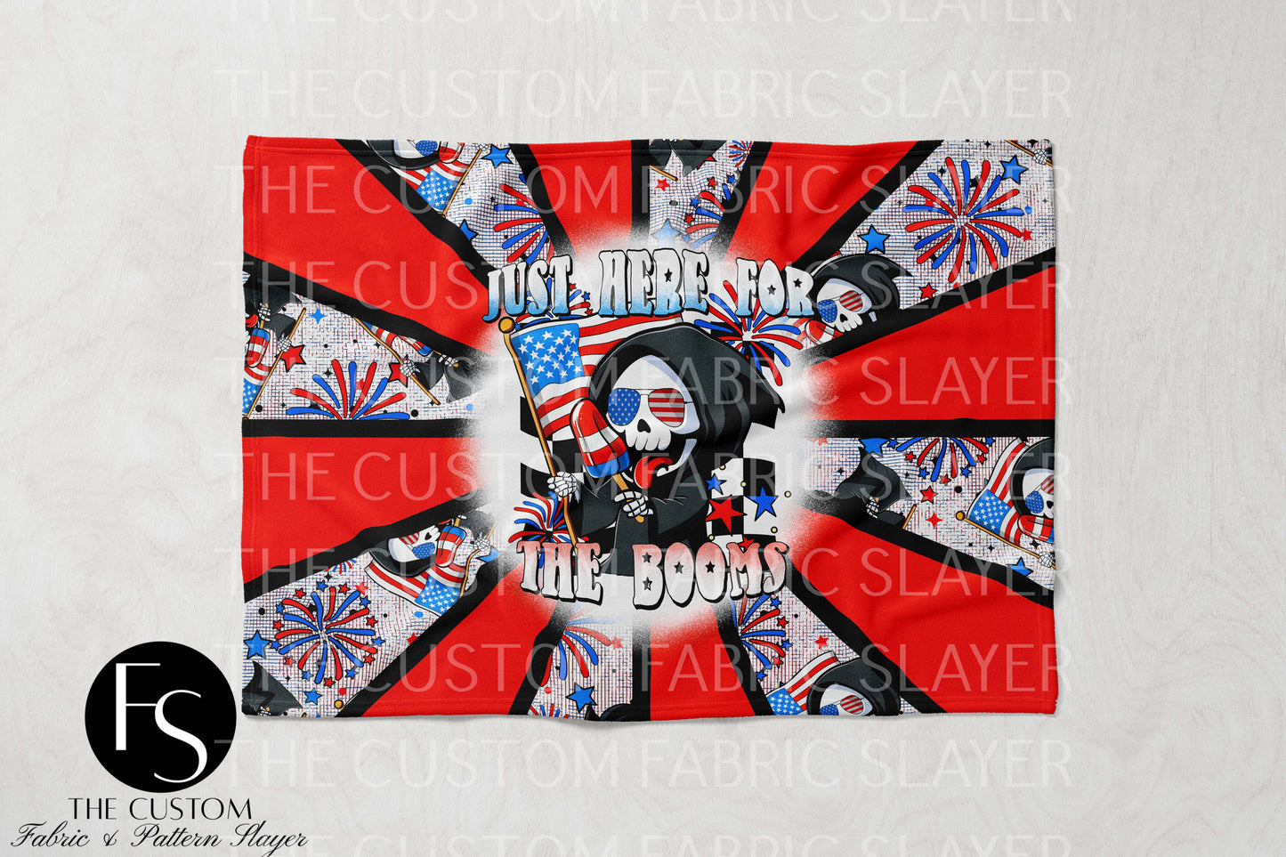 The Custom Fabric Slayer Blankets -Red Just here for the booms - SPOOKYSQUAD