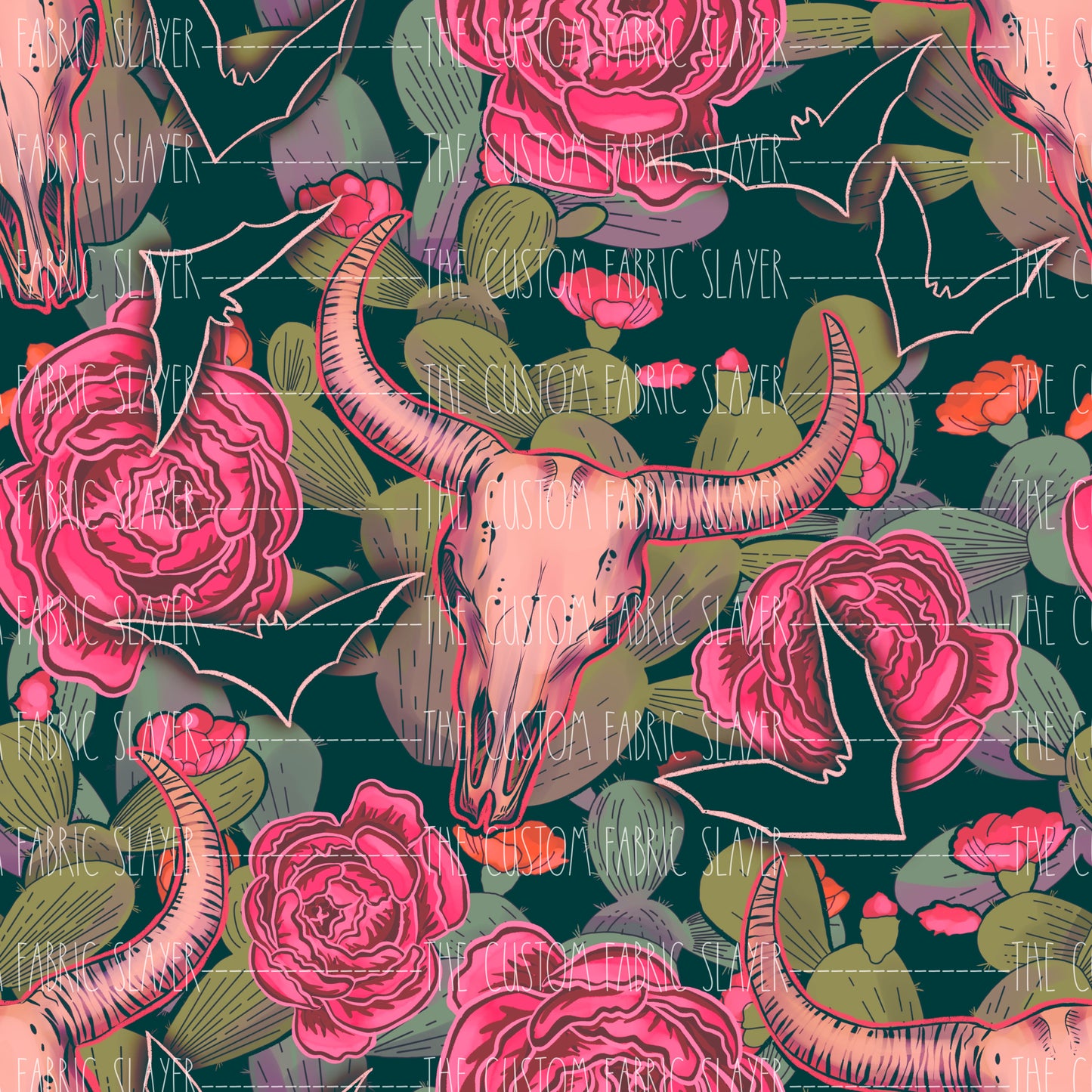 Muted Red Floral Steers - HEXREJECT