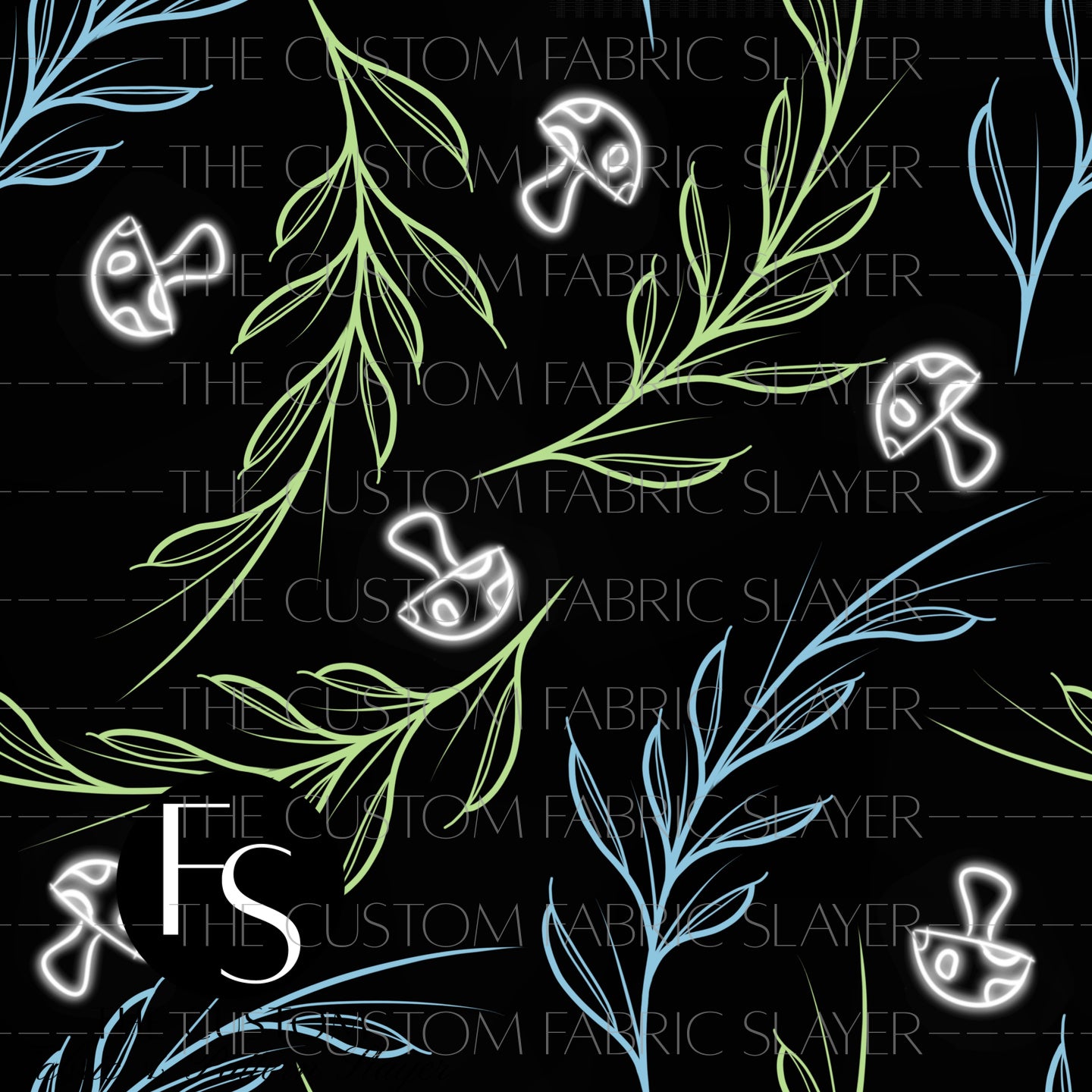 Neon Mushroom Greenery - ILLUMINATEDINKDIGITALS