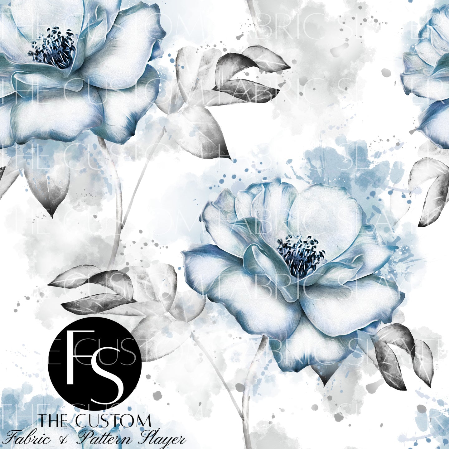 Icy Blue Vintage Flowers