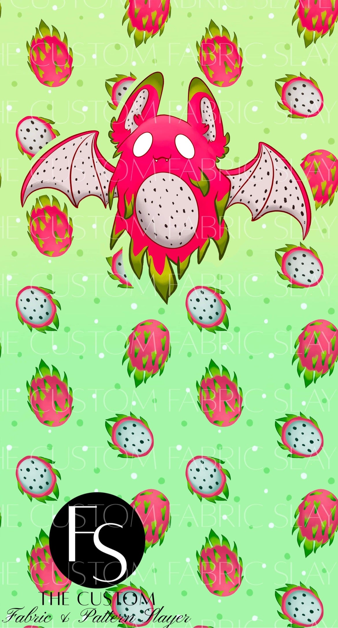 Dragonfruit Fruit Bat Beach Towel - unfinished