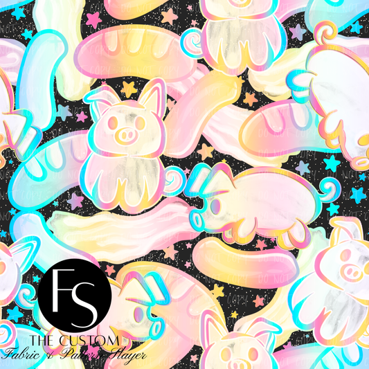 Pastel Rainbow Pigs and Bacon A  - LYSSDOODLES