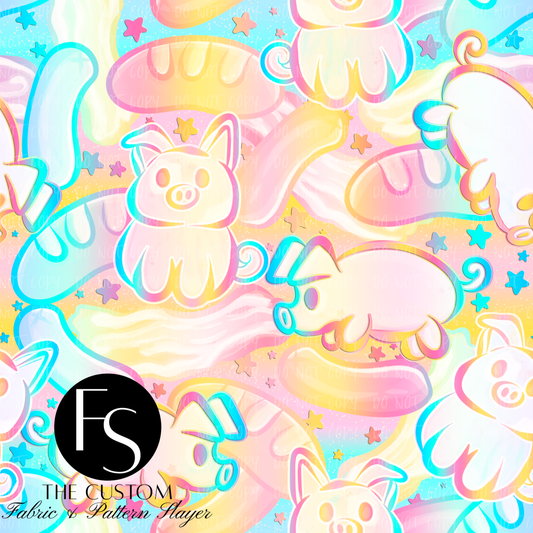 Pastel Rainbow Pigs and Bacon B  - LYSSDOODLES