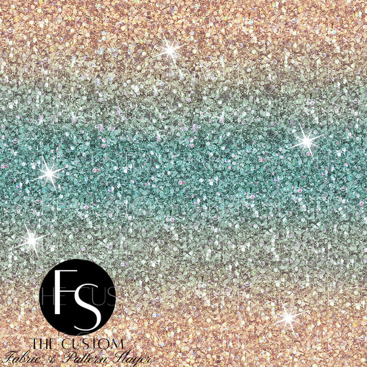 Teal Peach Ombre Glitter