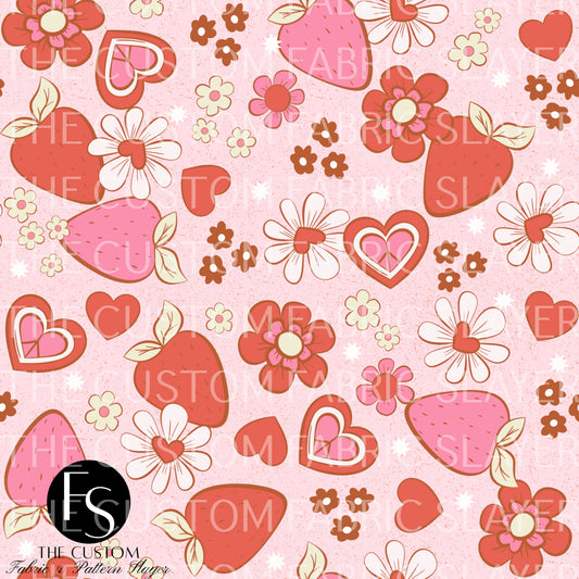 Alternate Strawberries and Flowers - SKYYDESIGNCO