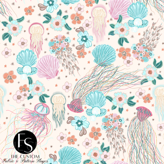Floral Ocean Jellyfish A - LYSSDOODLES