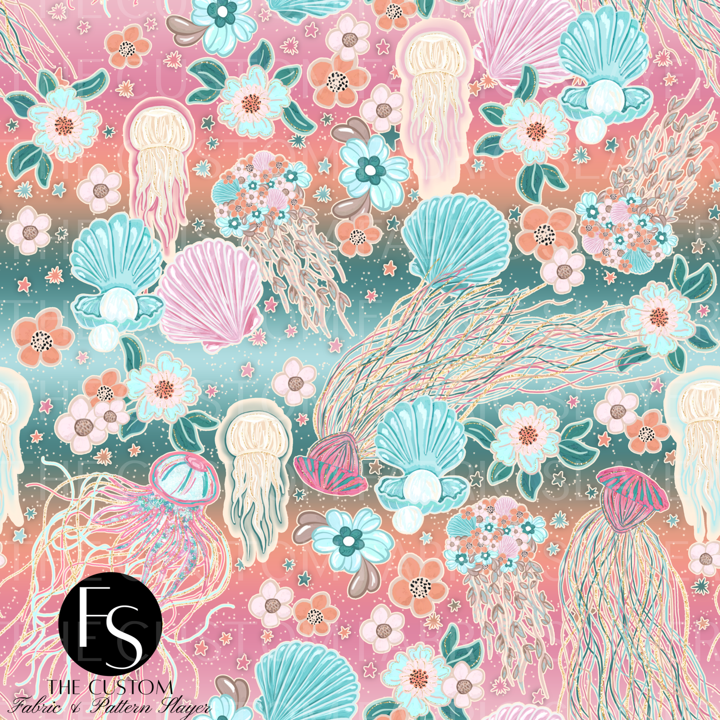 Floral Ocean Jellyfish E - LYSSDOODLES