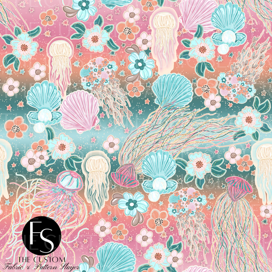 Floral Ocean Jellyfish E - LYSSDOODLES