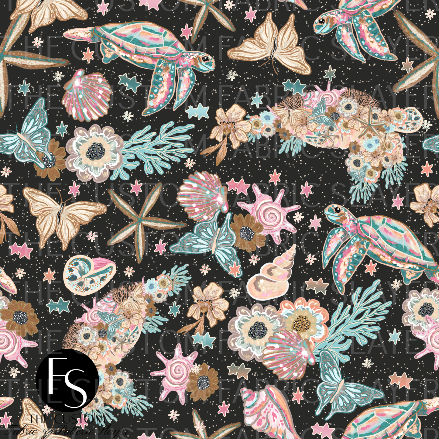 Floral Ocean Turtles H - LYSSDOODLES