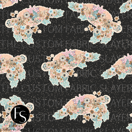 Floral Ocean Turtles J - LYSSDOODLES