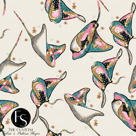 Floral Ocean Stingray B - LYSSDOODLES