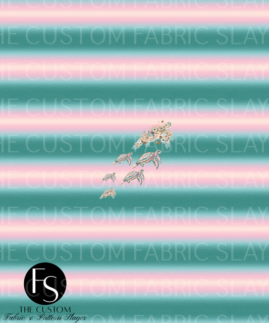 Ombre Floral Turtle C - LYSSDOODLES Panel