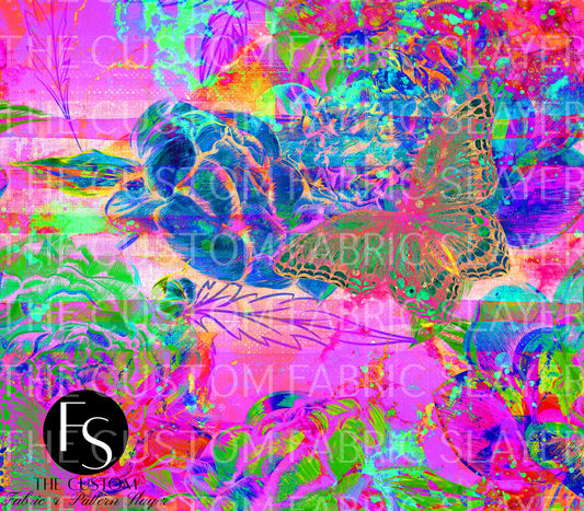 Neon Stripe Butterfly Floral - 2024