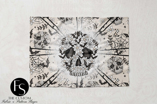 The Custom Fabric Slayer Blankets - Spooky Floral Skulls - CERRASSHOP