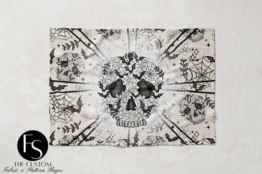 Spooky Floral Skulls - CERRASSHOP - Double Sided Print Blanket