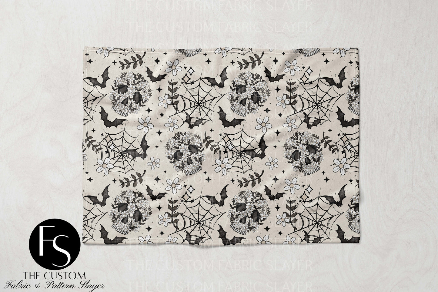 Spooky Floral Skulls - CERRASSHOP - Double Sided Print Blanket