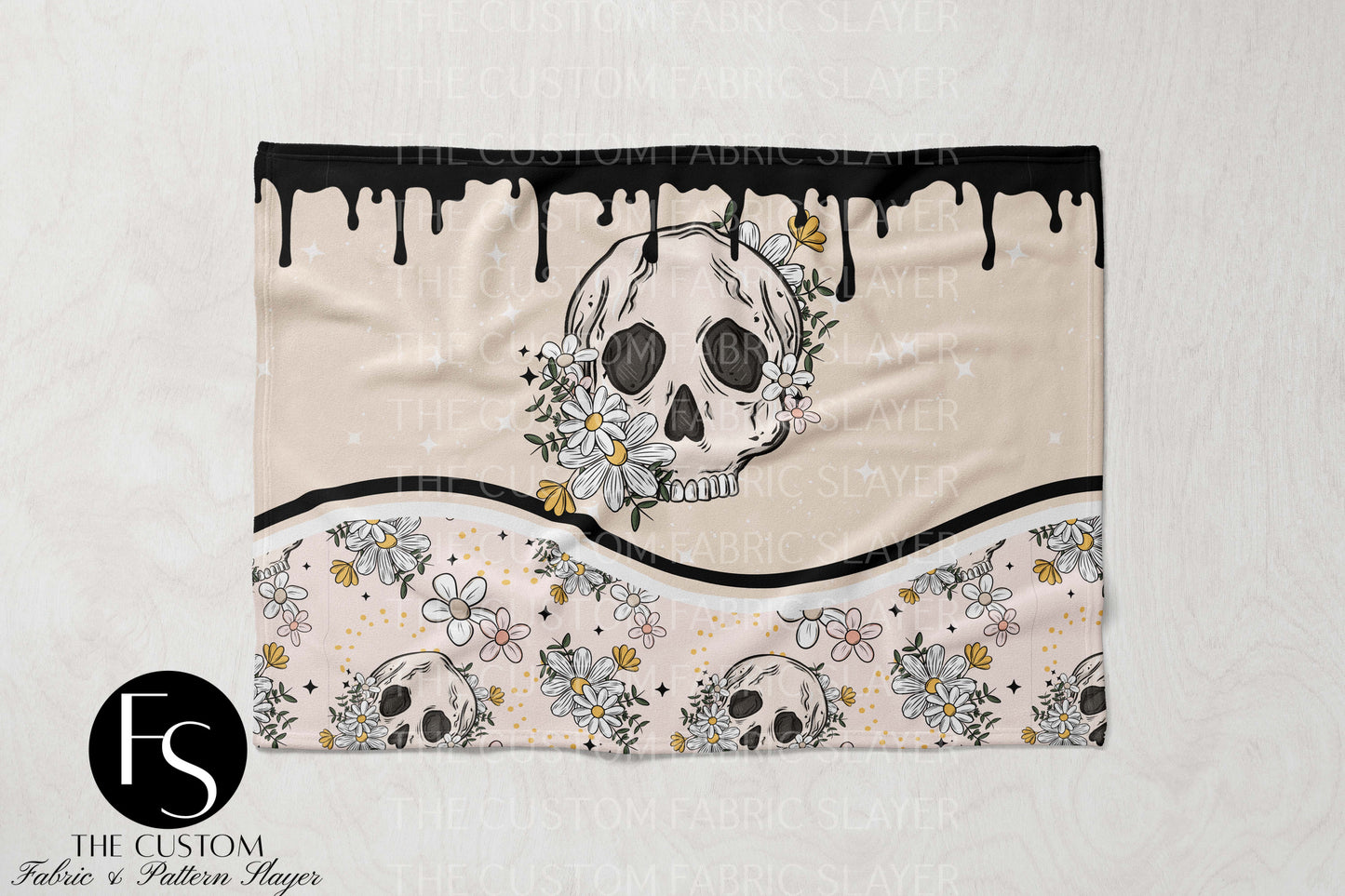 Floral Skulls - CERRASSHOP - Double Sided Print Blanket