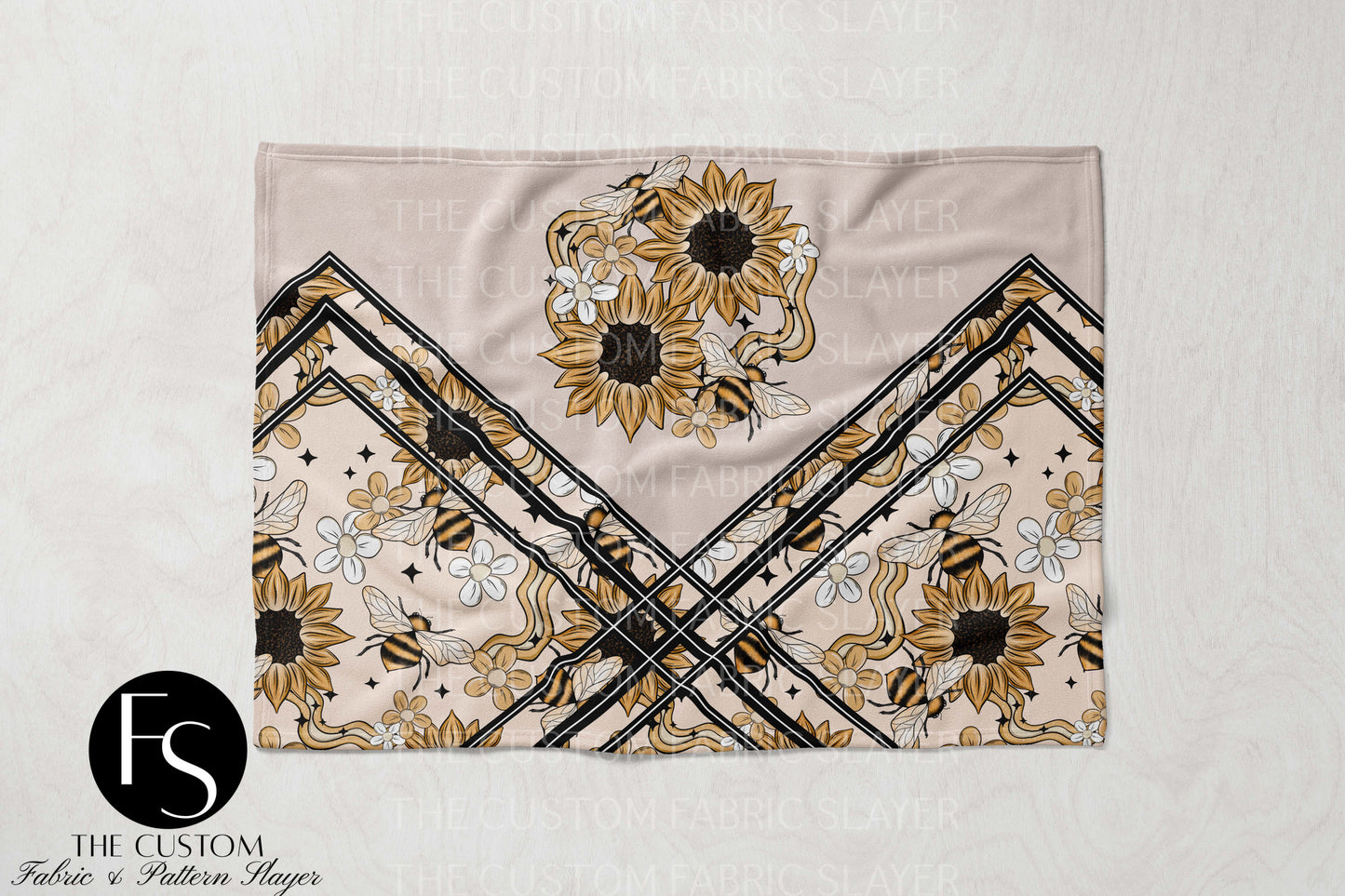 Sunflowers and bees - CERRASSHOP - Double Sided Print Blanket