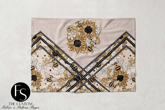 Sunflowers and bees - CERRASSHOP - Double Sided Print Blanket