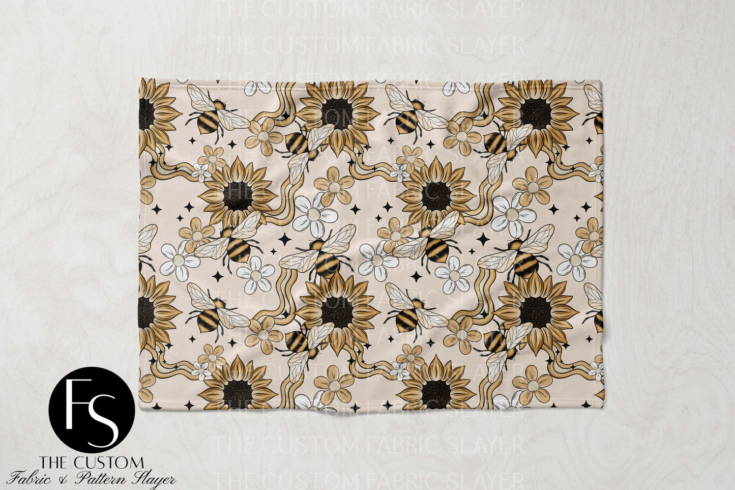Sunflowers and bees - CERRASSHOP - Double Sided Print Blanket