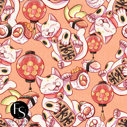 Luck Cat Sushi - PAWSITIVEPAINTS