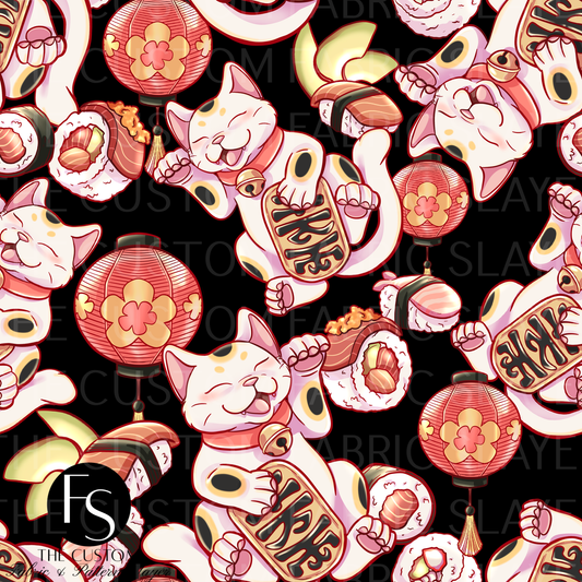 Lucky Cat Sushi - PAWSITIVEPAINTS