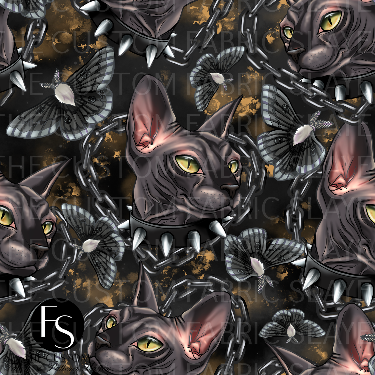Dark Gothic sphinx Cat - PAWSITIVEPAINTS