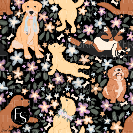 Charcoal Floral Dog - LYSSDOODLES