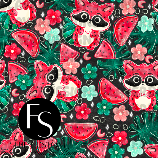 Watermelon Raccoons B - LYSSDOODLES