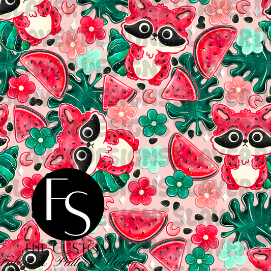 Watermelon Raccoons D - LYSSDOODLES