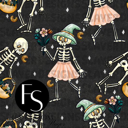 Spooky Gardening Skeletons Coordinate B - LYSSDOODLES