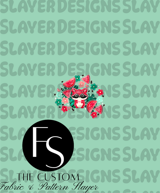 Watermelon Raccoons A - LYSSDOODLES Panel