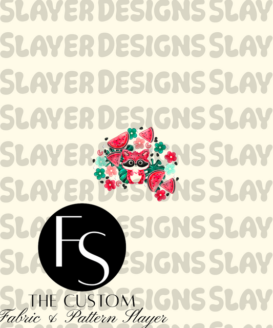 Watermelon Raccoons E - LYSSDOODLES Panel