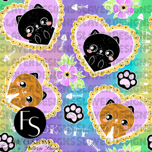 Fuck off Tattoo Kitties B - FABRICSLAYER