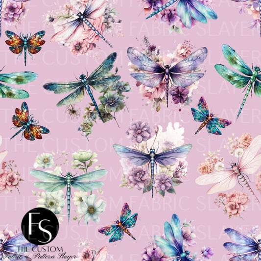 Light Purple Floral Dragonflies - FABRICSLAYER