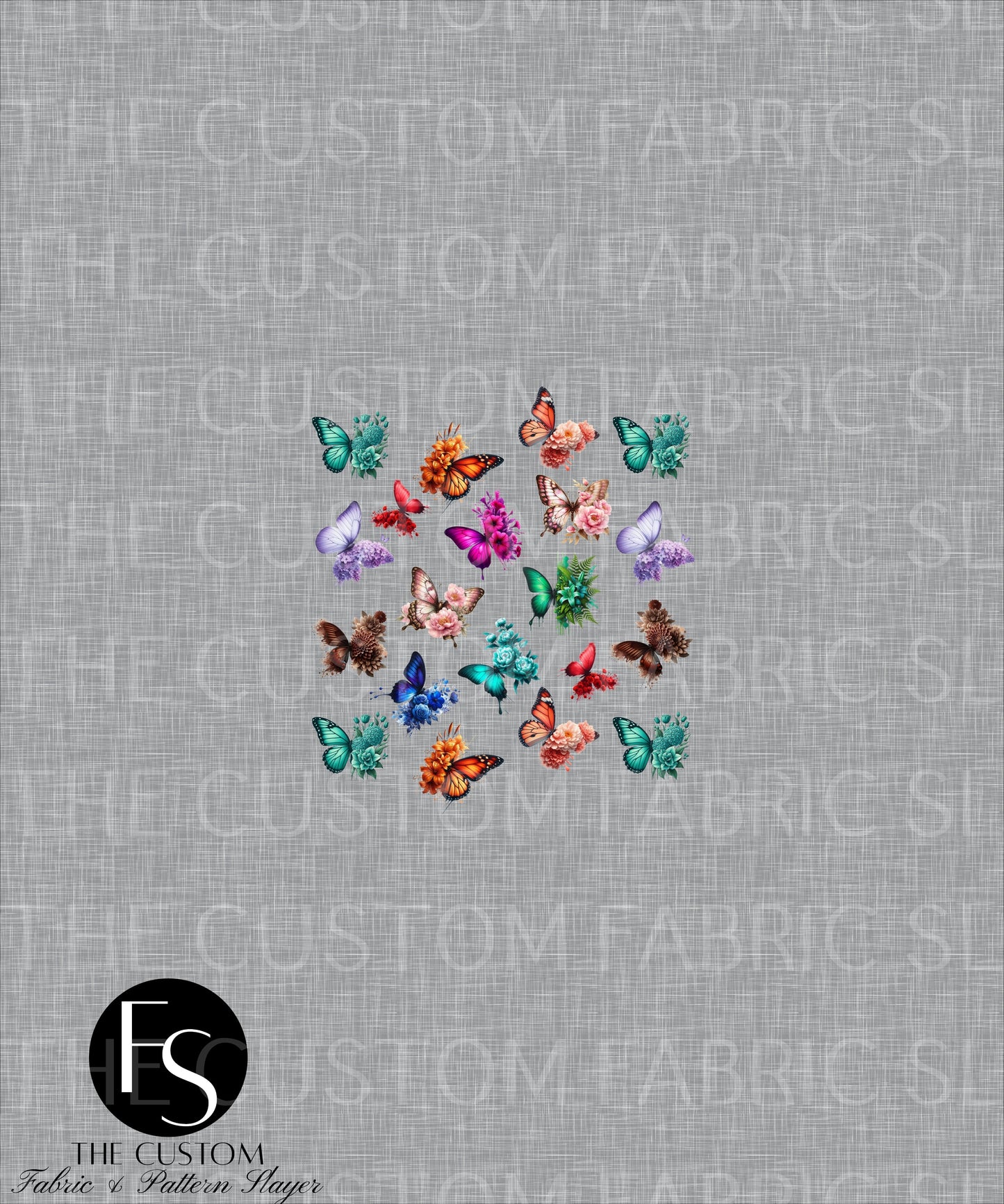 Linen Floral Butterflies - FABRICSLAYER Panel