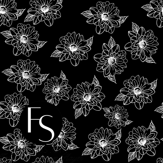 Monochrome sketch Florals - FABRICSLAYER