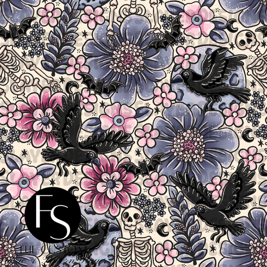 Floral Ravens B  - LYSSDOODLES