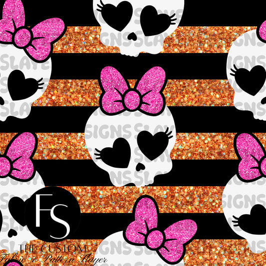 Cute Skulls with glitter stripes - GREYSKIES
