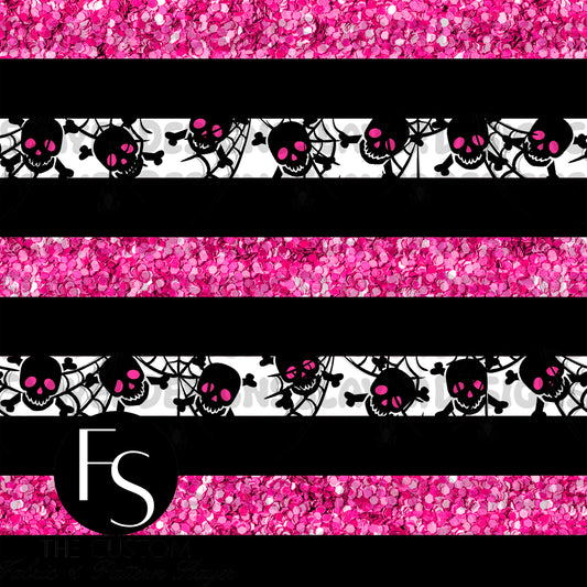 Skull Glitter Stripes - GREYSKIES