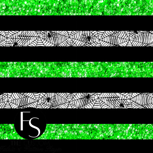 Green Spider Glitter Stripes - GREYSKIES