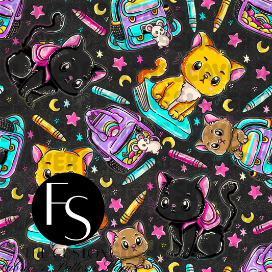 Back to school kitty A - LYSSDOODLES
