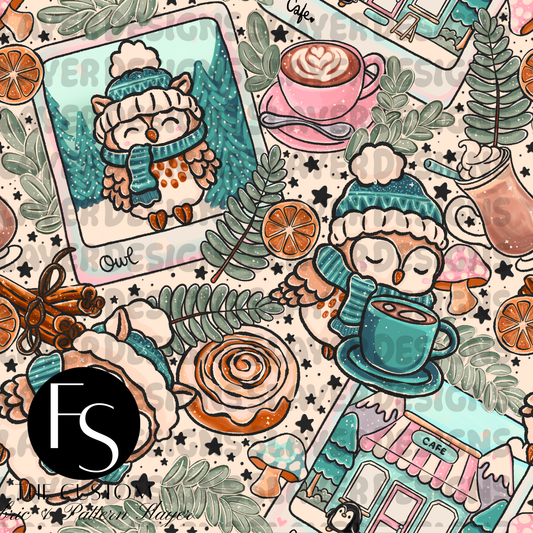 Owl Cafe Animals A - LYSSDOODLES