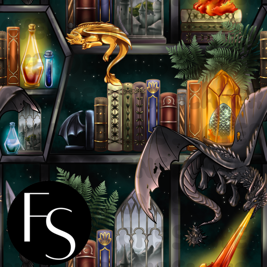 Bookish Dragons C - PAWSITIVEPAINTS