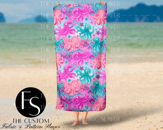 Cute Ombre Octopus - LYSSDOODLES - FINISHED BEACH TOWEL