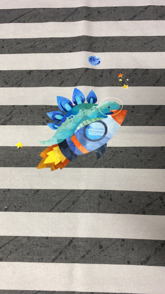 Vintage stripe Space Dinos Panel - RTS