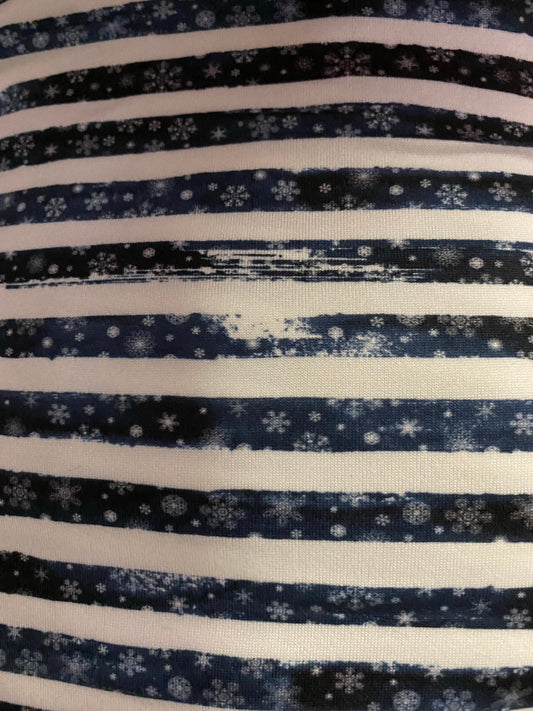 DOUBLE BRUSHED POLYESTER - Watercolour Stripe Snowflakes - Regular Scale - RETAIL